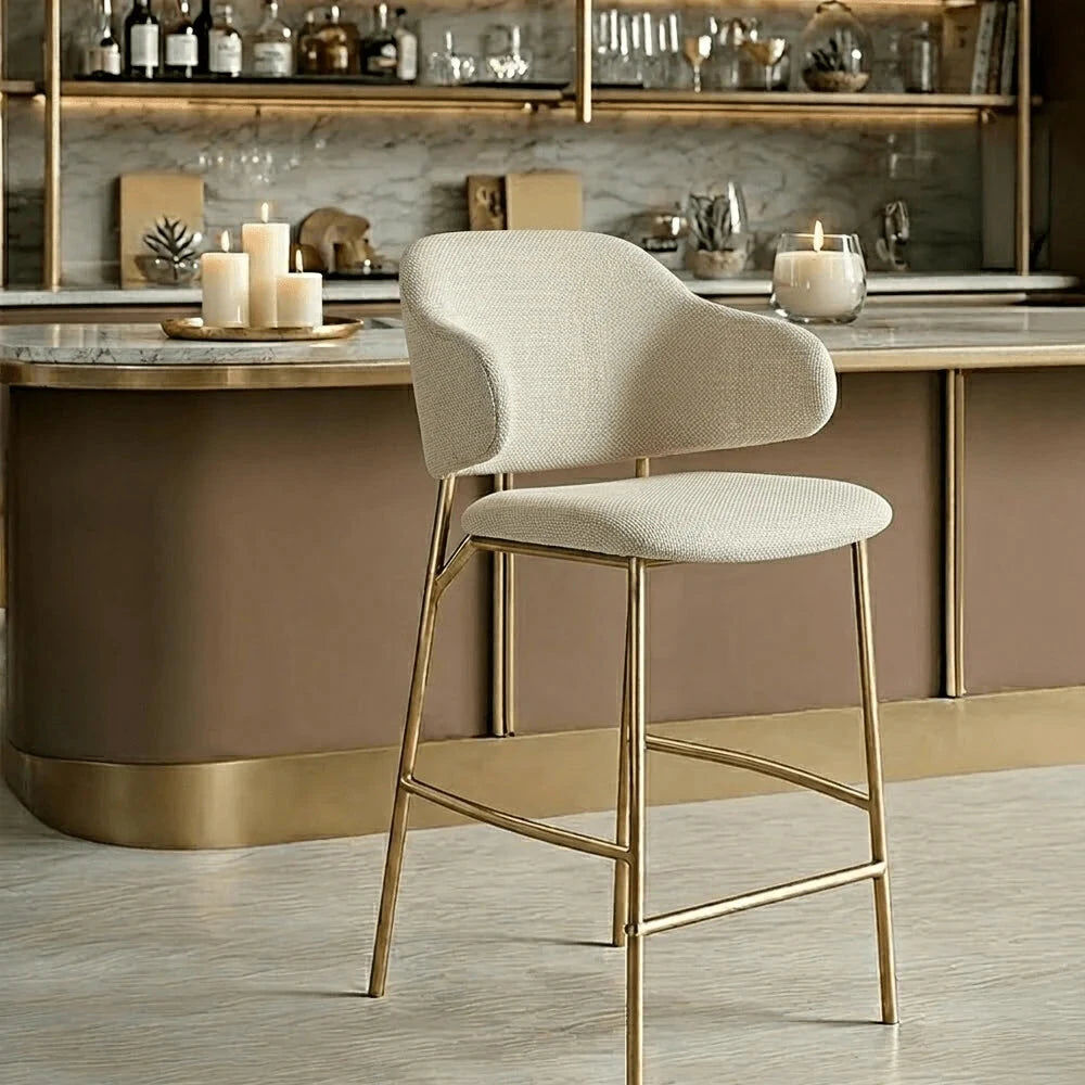 In Stock - Libbie Beige & Gold Bar Stool