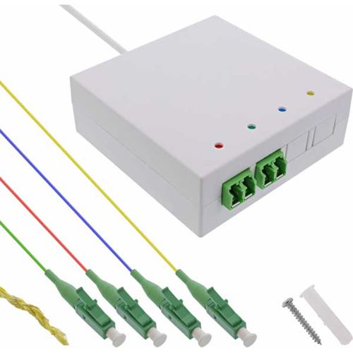InLine FTTH Anschlussbox vorkonfektioniert 4x LC/APC 9/125µm 30m