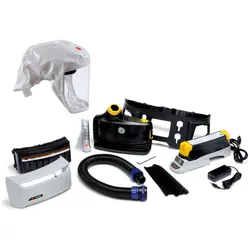 3M TR-819E IS Versaflo Starterpaket Ex-Schutz inkl. TR-802E, Zubehör und 3M Versaflo Einweg-Leichthaube S133S, mit integriertem Kopfhalterung, weiss, textiles Universalmaterial, Grösse S/M - Material: Web 24