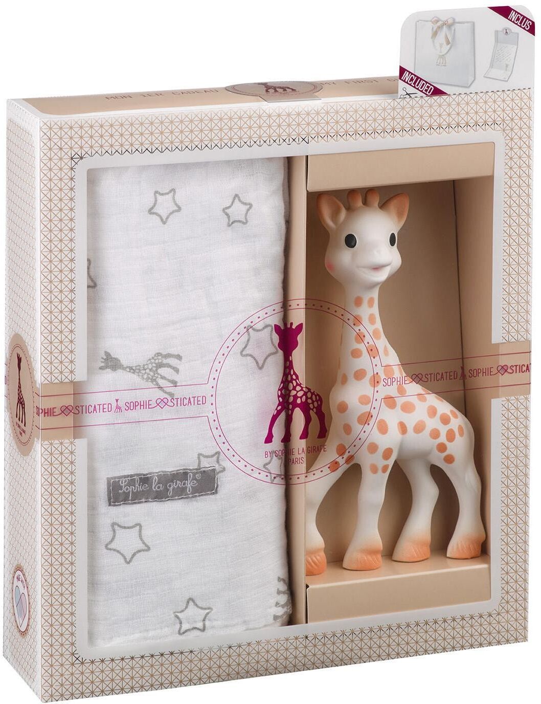 Greifspielzeug SOPHIE LA GIRAFE "Geschenkset Spielfigur und Mulltuch", Baby, bunt, Greifspielzeug Greifspielzeug bunt Einheitsgröße