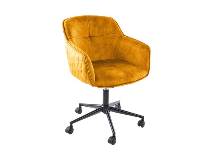 Design Bürostuhl „Leonie“ mit Samtbezug Senfgelb Invicta Interiors