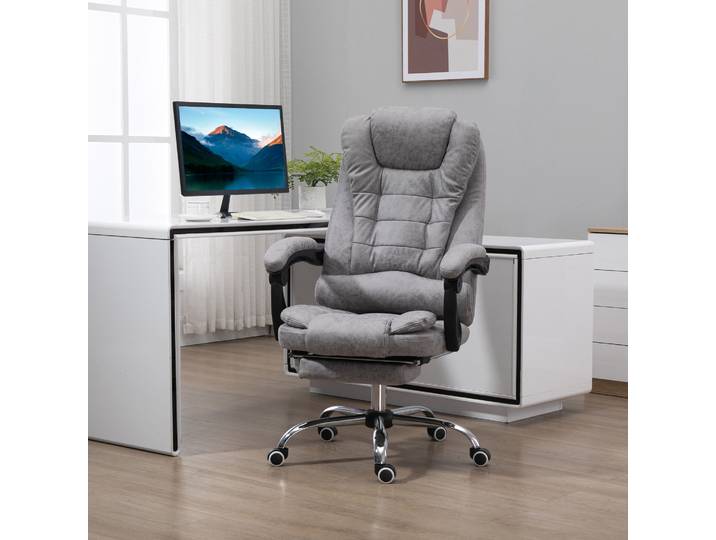 Vinsetto Fauteuil Bureau Microfibre Massant Gris
