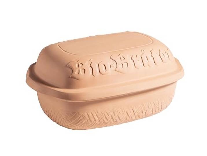 MÄSER 934115 Bio-Bräter Tontopf mit Deckel, fasst ca. 4,5 L, Keramik Topf für schonendes, fettfreies Dampfgaren, als Römertopf (Schmortopf) für Braten, Geschmortes oder Auflauf im Backofen, Natur Ton