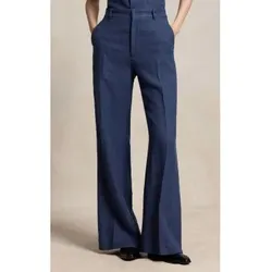 Polo Ralph Lauren für Damen. 211B17586001 Beaton Hose aus Leinen und Baumwolle in Blau (36), Lässig, Klassisch, Marine