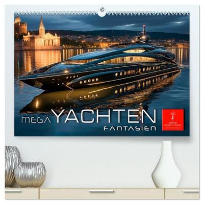 Mega Yachten Fantasien (hochwertiger Premium Wandkalender 2027 DIN A2 quer), Kunstdruck in Hochglanz