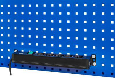 Rau Energieleiste für höhenverstellbare Arbeitsplatzsysteme Serie E, 5x Schutzkontakt-Steckdose, beleuchteter Ein/Aus-Schalter, 2m Kabel