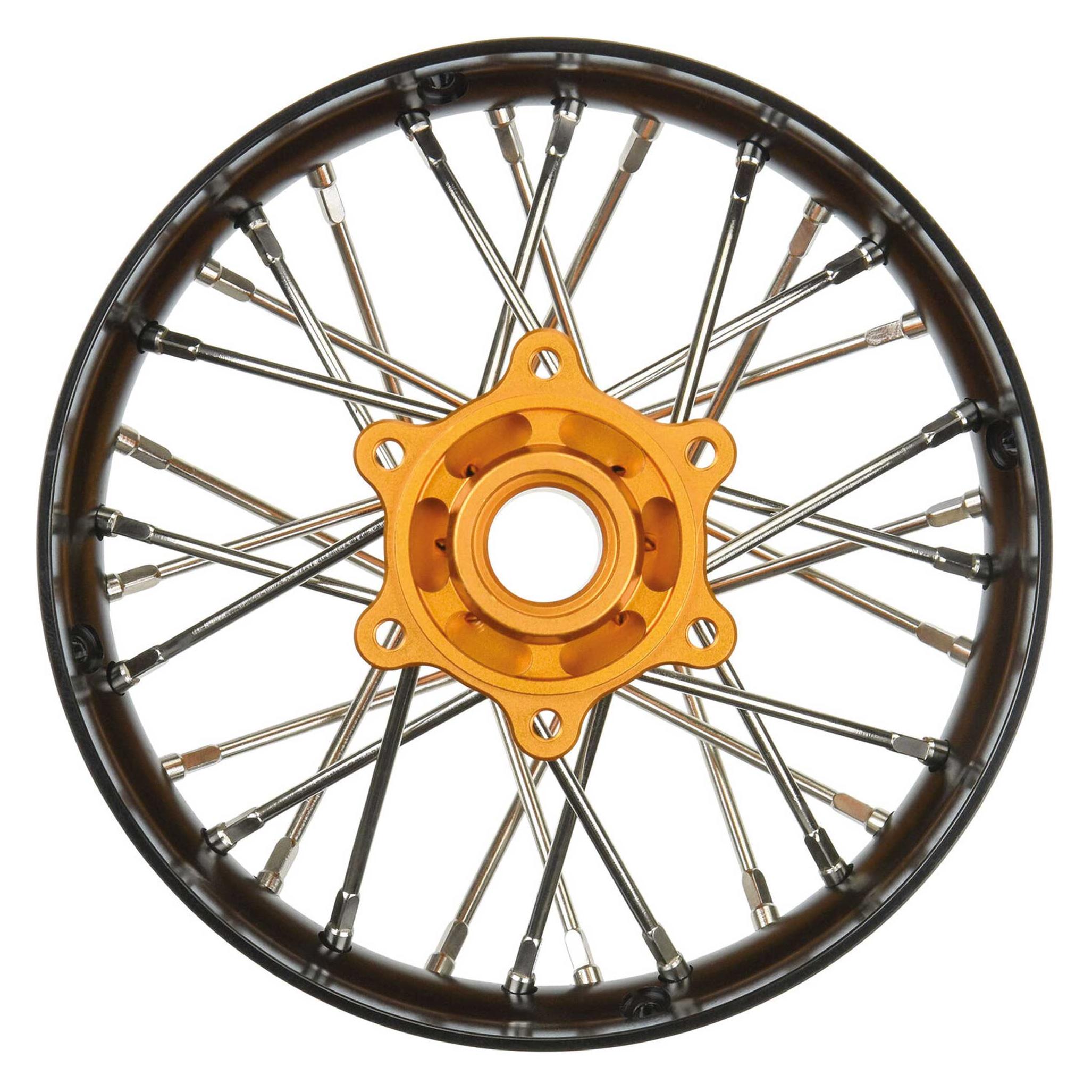 Proline Pro-Spec Aluminum V2 Bead Rear Wheel Black/Gold (1): Losi Promoto-SM (PRO284800T3)