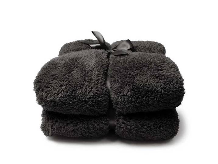 Unique Living Unique Living Teddy plaid 150x200cm dark grey