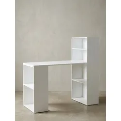 Schreibtisch Mit Regal Ablagefächer Modern Holz, Weiß 53x120x120 cm