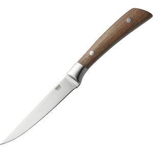 WAS Steakmesser Carlos, 6 Stück, 12 cm Edelstahlklinge mit glattem Schliff, Rosenholzgriff