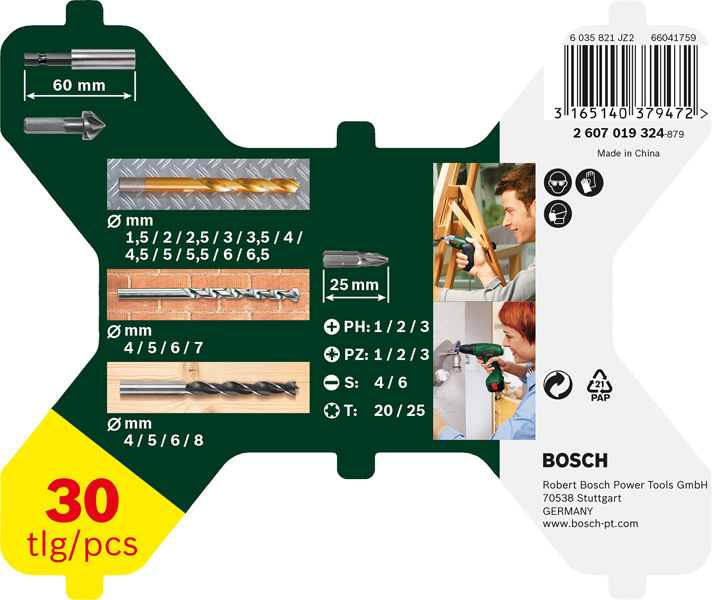 Bosch X-Line TiN-beschichtetes Set, 30‑tlg. 2607019324