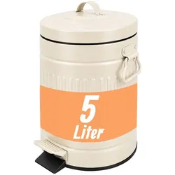 Relaxdays Retro Kosmetikeimer 5 Liter Beige,Schwarz