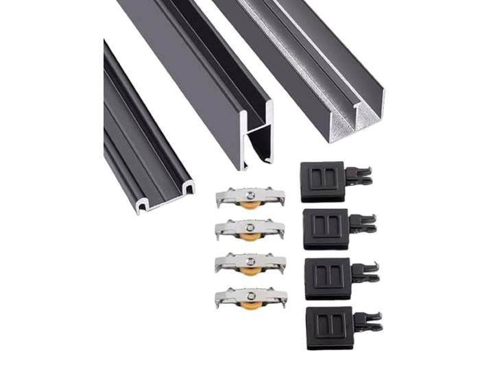 8 mm Glasschiebetürschiene for Schrank, Schrank, Vitrine, 1 Set(Black,118.1in/300cm)