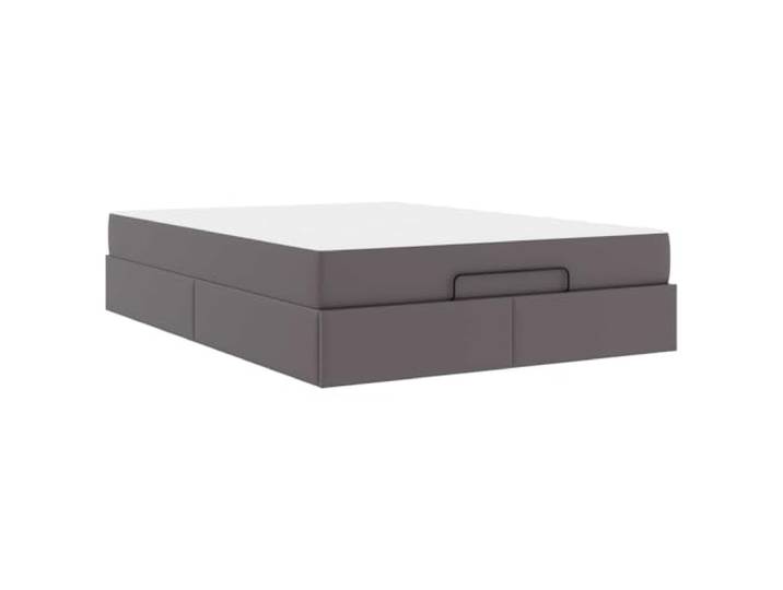PUGYNBK Bett mit grauer Matratze, 2 Stück, PVC Hochdichter Schaumstoff, fester Lattenrost, Unterbettaufbewahrung, mattes Finish