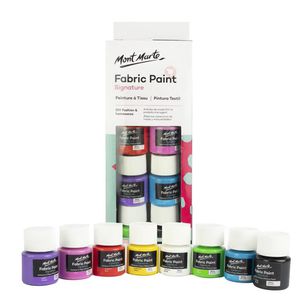 Mont-Marte Stoffmalfarben Signature Textilfarben, 8 Farben, für helle & dunkle Textilien, bis 30°C, 8x 20ml