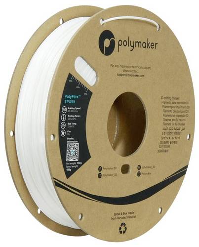 Polymaker PD01002 PolyFlex TPU-95A Filament TPU flexibel 1.75mm 750g Weiß 1St.