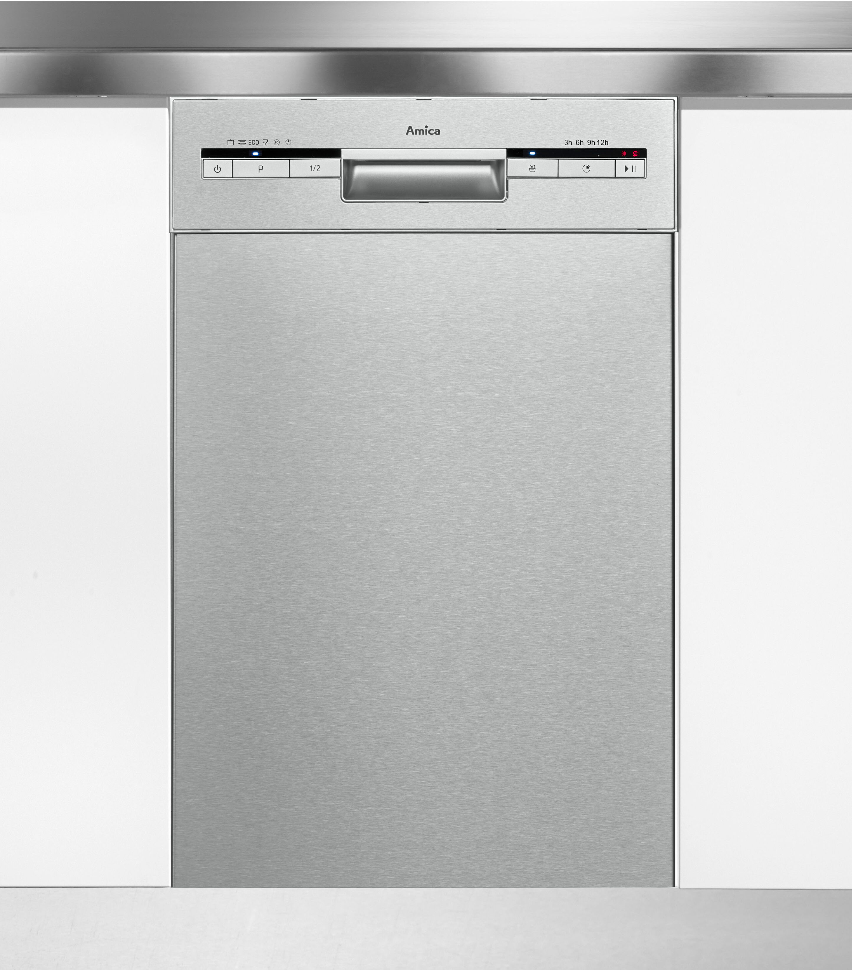 AMICA Unterbaugeschirrspüler "EGSPU 500 911 E", Energieeffizienz: D, silber (edelstahl), B:44,8cm H:81,5cm T:57cm, Geschirrspüler, Geschirrspüler mit flexiblen Programmen und komfortabler Planung., Unterbaugeschirrspüler