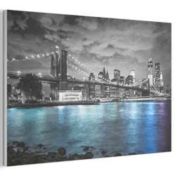 AKUSTIKBILD New York - Skyline - Stadt - Blau Akustikpaneele 90x60 cm