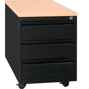 G-Office Rollcontainer MPG/3, aus Metall, schwarz, mit 3 Schubladen, abschließbar