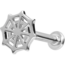 14 Karat Gold Labret mit Innengewinde SPINNENNETZ