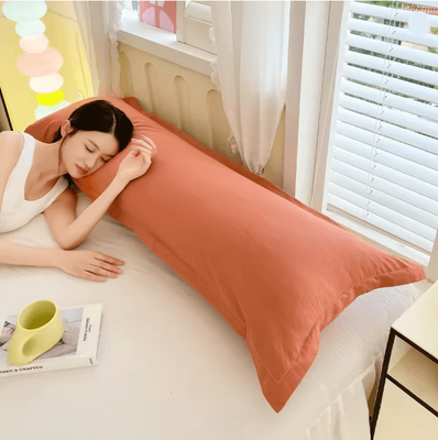 Inspire Essentials Ultra Soft Washed Long Body Pillowcase For Couples Extra Long Solid Color Pillow Cover c 48x180cm