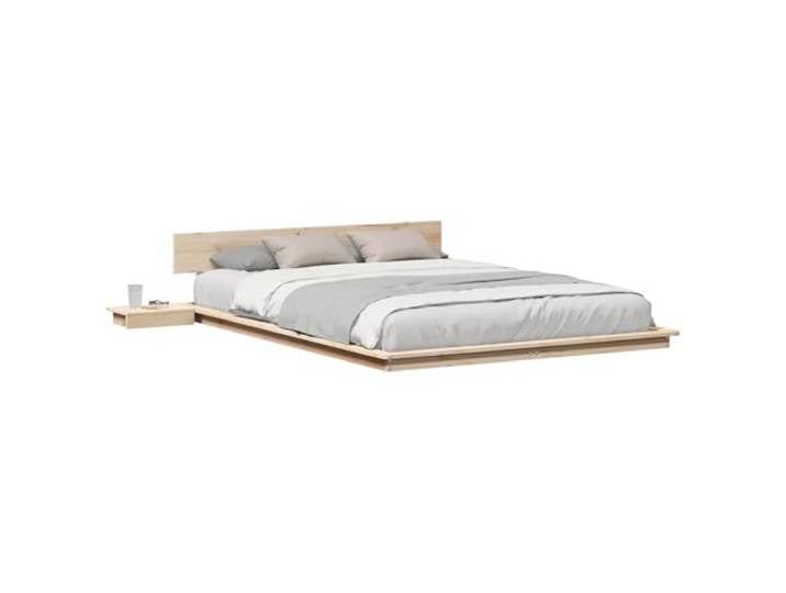 PUGYNBK Bettgestell 140 x 200 cm, Holz, Braun Nachttisch, rechteckiges Design, moderner Stil, einfache Montage