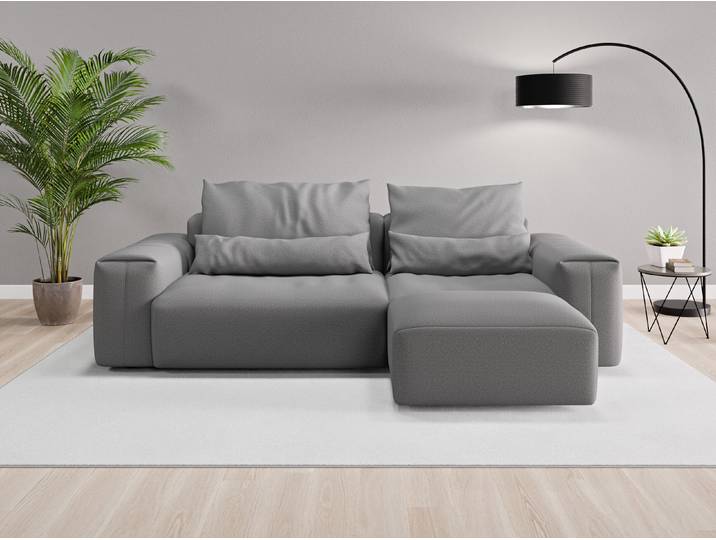 Ecksofa Denver Nr. 1 rechts - Grau (Schiefergrau) - Softwolle