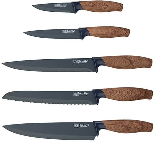 Taylor s Eye Witness Brooklyn Walnut 5 Piece Kitchen Knife Set