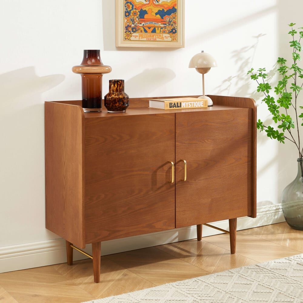 Sorelh Buffet placage frêne 2 portes 100cm Marron 100x81x42cm