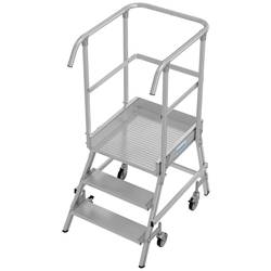 Krause 821010 Aluminium Podestleiter fahrbar, Montage mit Werkzeug Arbeitshöhe (max.): 2.75 m Aluminium 32.2 kg