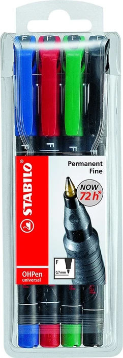 STABILO OHPen Universal Permanent F, 4St Gehäuse