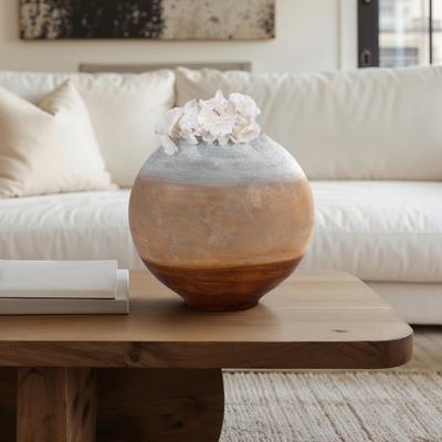 Sagebrook Home Gold Ombre Round Vase, White/Gold, Ombre