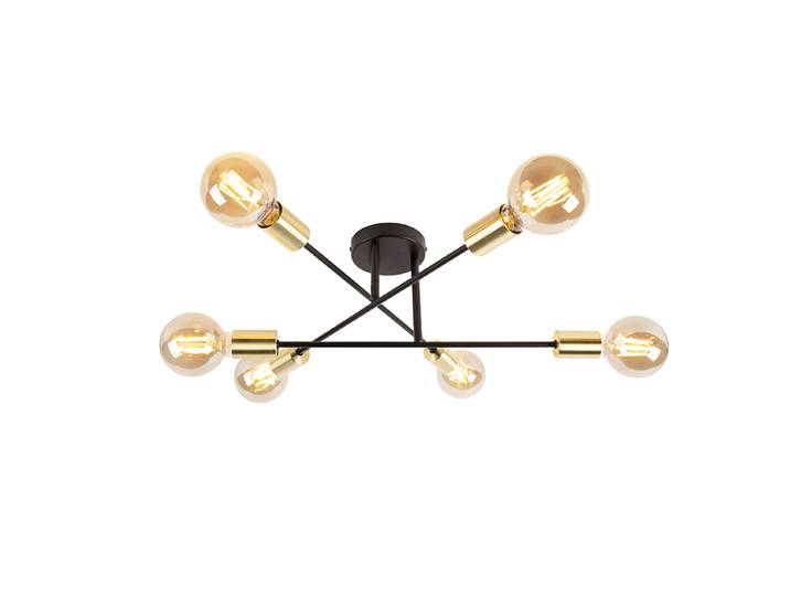 Plafonnier intelligent noir avec or 6 lumières avec Wifi G95 -