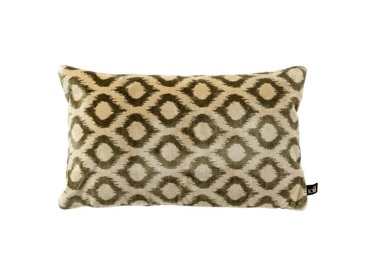 Coussin vert en velours 30x50 cm avec motif