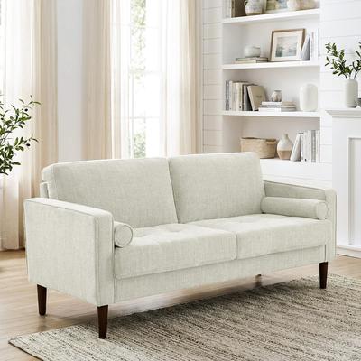 Uixe "62"" W Modern Upholstered Chenille Tufted Loveseat with Armrest Pillows"