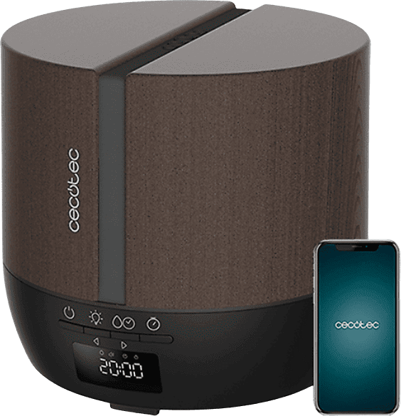 REACONDICIONADO Seminuevo Bueno Humidificador - Cecotec PureAroma 550 Connected Black Woody, 0.5 l, 30 m², Altavoz, 25 ml/h, Bluetooth, Negro