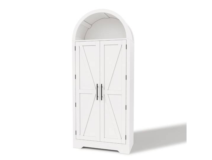 Desserte de cuisine en mdf avec design arqué blanc 75x35x170 cm