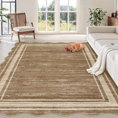 Garvee Scalloped Modern Bordered Area Rug
