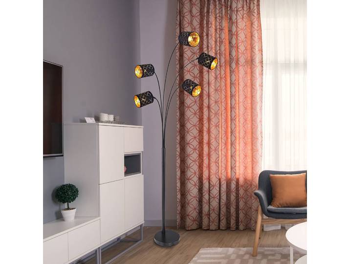 Lampadaire Clarke 85 x 204 x 130cm Doré/Noir Tissé à plat LED E14