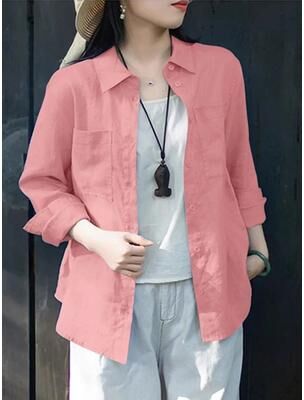 Uplift Picks ZANZEA Womens Oversized Button Up Shirt Casual Long Sleeve Cotton Overshirt pink m