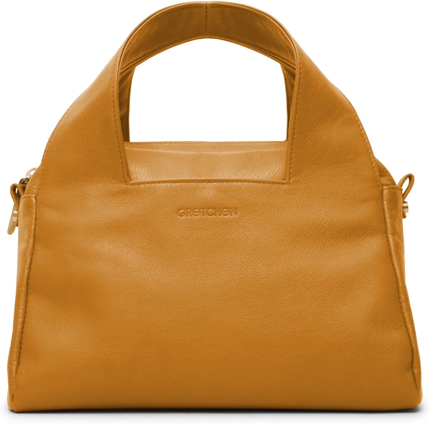 Henkeltasche GRETCHEN "Ruby Tote Three", Damen, Gr. B/H/T: 30cm x 30cm x 30cm, orange (senf), Leder, unifarben, Taschen, aus italienischem Kalbsleder