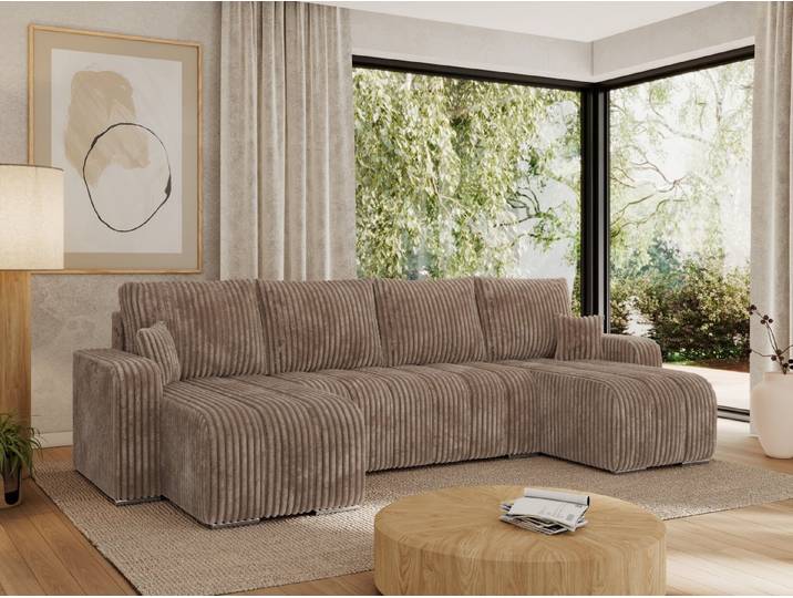 MKS MÖBEL Ecksofa KIRASSO U, Set, Bonellfedern, lose Kissen, Couch U-form, Ecksofa U-Form, Metallbeine, Bettkasten, Schlafsofa