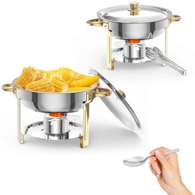 Garvee Chafing Dish 5QT Round Stainless Steel Chafing Dishes with Lid Holder