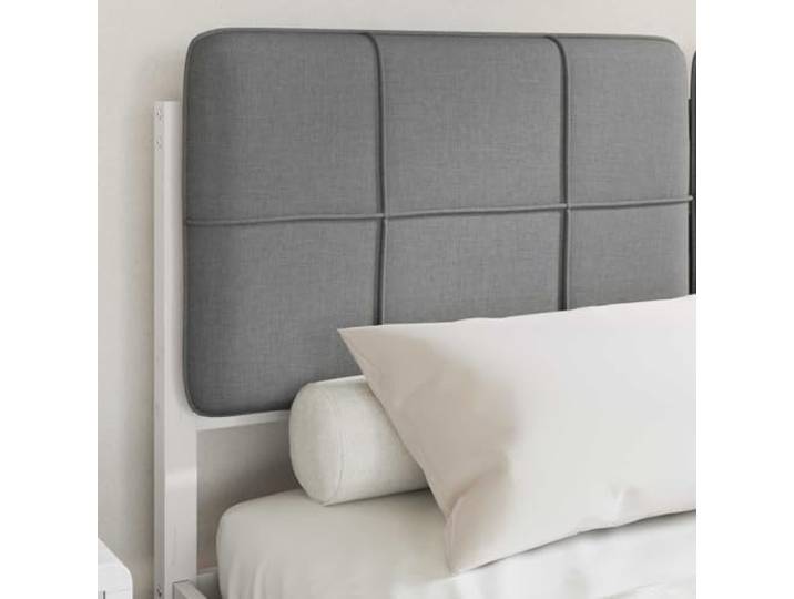 KTHLBRH Bett mit Kopfteil, beschichtet, Hellgrau, 150 x 200 cm Massives Kiefernholz, gepolstertes Kopfteil, Lattenrost, kein Boxspringen erforderlich, leicht zu reinigen