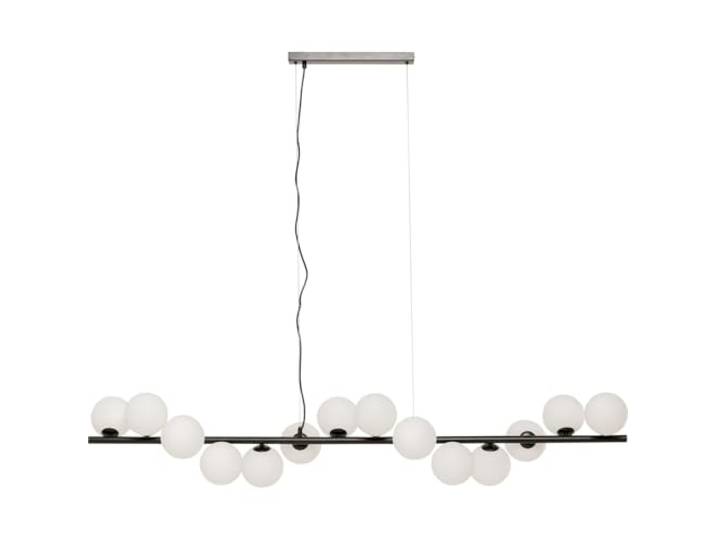 Kare Design Hängeleuchte Scala Balls Milky, Schwarz, 14 milchige Lampenschirme, Fassung G9, Lampen, Wohnzimmerlampe, Esszimmerlampe, kein Leuchtmittel enthalten, 130x150x29 cm (H/B/T)