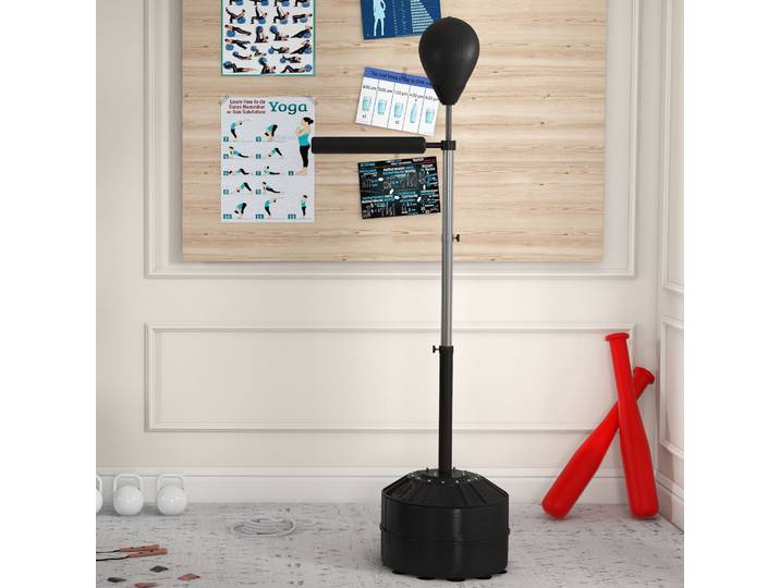 SPORTNOW Punching Ball Réglable 160-205cm Lestage Sable/Eau Noir