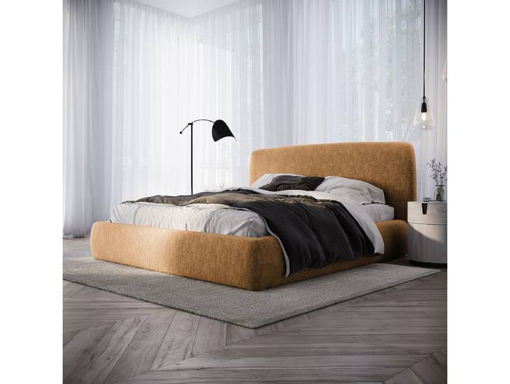 Lit capitonné Padley 180 x 200cm Tissu chenille Pelagia Arancione