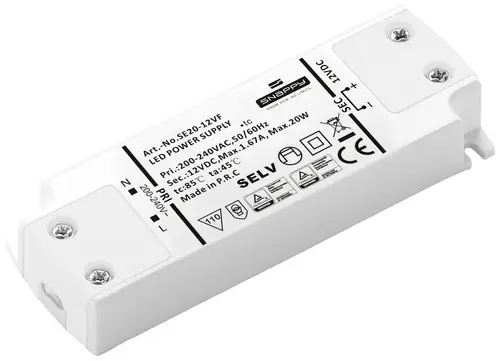 Dehner Elektronik SE 20-12VF (12VDC) LED-Trafo, LED-Treiber Konstantspannung 20W 1.67A 12 V/DC Möbelzulassung, Überlastschutz