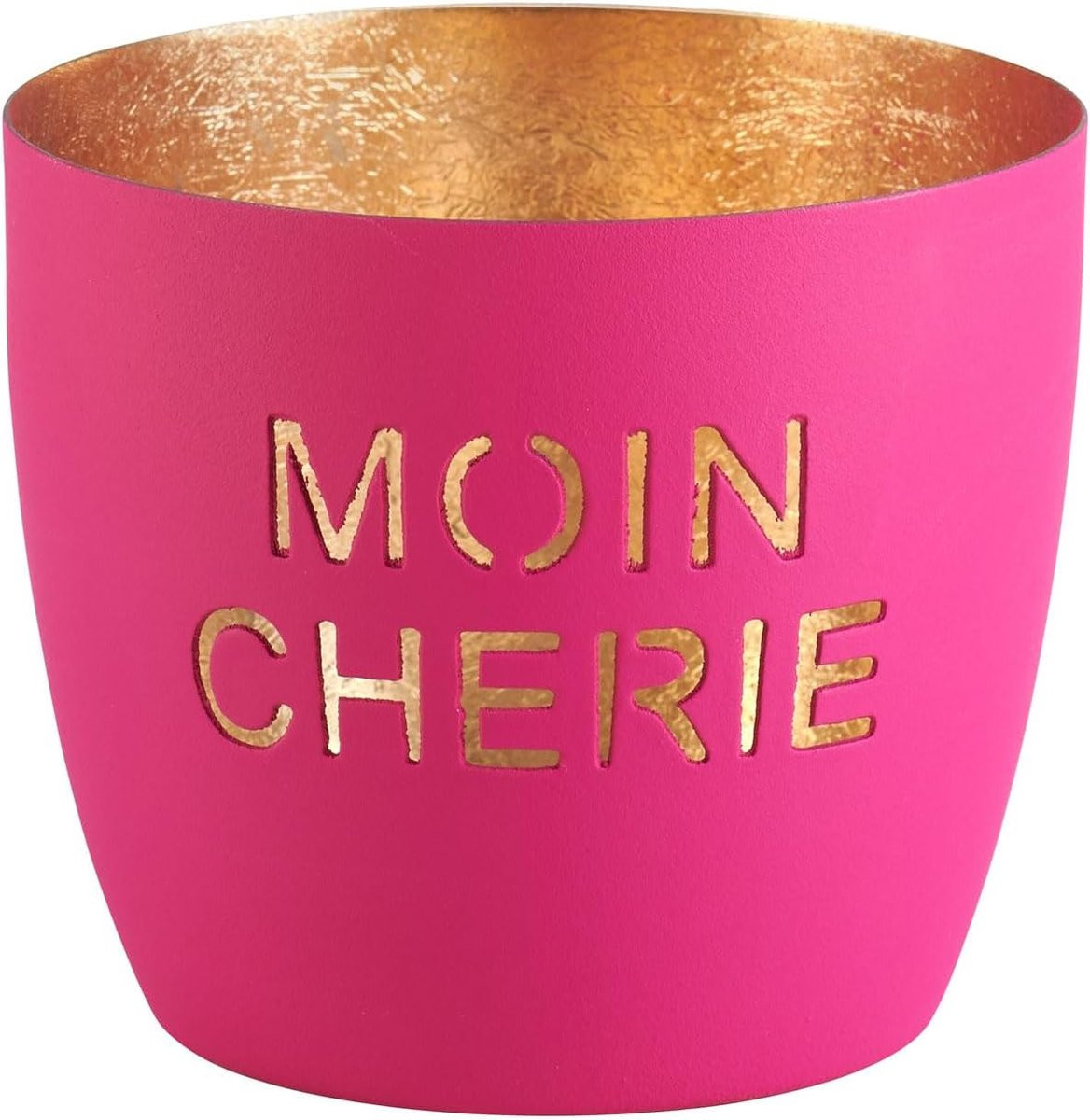Windlicht Madras Decoratieve lantaarn met tekstopschrift Fuchsia goud Hoogte: 85 cm