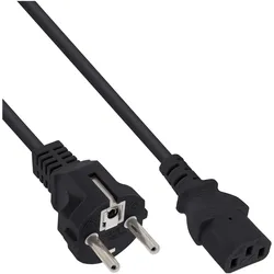 InLine 45er B-Pack Netzkabel - Schutzkont. gerade / Kaltgerätest. C13 - 1m (1 m), Stromkabel, Schwarz